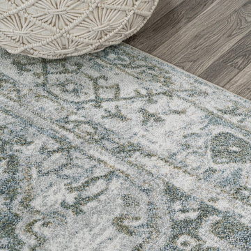 Pavel Distressed Medallion Low-Pile Machine-Washable Area Rug